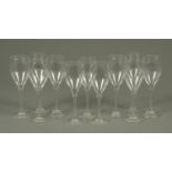 A set of eleven 21.5 cm Baccarat wine glasses, each with etched mark to foot (see illustration).