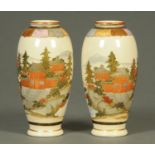 A pair of Japanese Meiji period Satsuma vases, each with seal mark to base. Height 19 cm.
