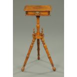 A 19th century oak sewing table, with rectangular top,