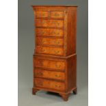 A reproduction mahogany chest on chest,