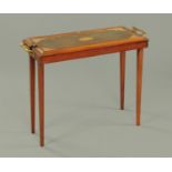 An Edwardian inlaid mahogany folding tray table,