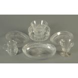 Seven pieces of 19th century cut glass, comprising fruit bowl, two trumpet shaped vases,