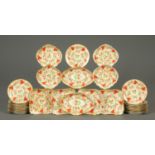 A 19th century Derby style dessert service, 20 plates, 4 square serving dishes,