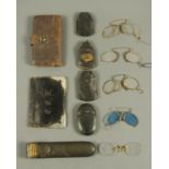 A cased pince nez, Curry & Paxton, Liverpool, and two silver mounted purses.