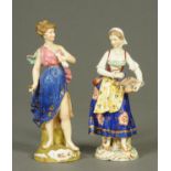 A pair of Samson of Paris figures, both female, each in standing pose with faux Derby marks.