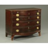A George III mahogany bowfronted chest of drawers with slide,