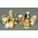 Eight Beatrix Potter figures, Beswick, all with brown backstamp, "Mrs Rabbit",