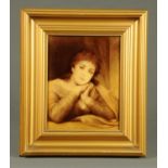 A late Victorian crystoleum, young girl. 24 cm x 19 cm, in gilt frame.