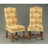 A pair of early 20th century oak side chairs,