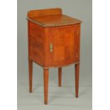 A mahogany bedside cabinet, circa 1930, with rear upstand,