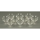 A set of ten Stuart Crystal sundae dishes. Diameter 10.5 cm.