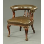 A Victorian mahogany library chair,