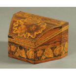 A 19th century Tunbridge Ware letter box, decorated with roses. Length 21.5 cm (see illustration).