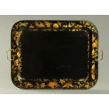 A 19th century papier mache tray, rectangular,