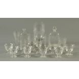 A collection of 19th century glassware, including celery glass, two flasks, four rummers, flute,