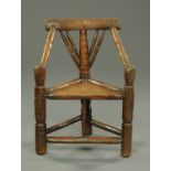 A late 17th/early 18th century oak turner's chair,