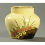 A Carltonware vase, with yellow ground and decorated with floral sprays.