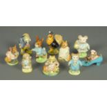 Ten Beatrix Potter figures, Beswick, all with brown backstamp, "Tom Kitten", "Little Pig Robinson",