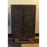 Blacksmith made gun cabinet, large form, with 2 doors opening to an open interior,