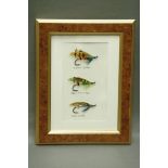 3 framed salmon flies.