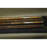 2 split cane rods, salmon fly 3 sections 12' 3" and sea trout 3 sections 10' 2".