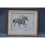 Dennis Kintley, watercolour, jockey on horseback, signed and dated '74. 20 cm x 25 cm.