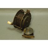 H.A. Murton Newcastle & Sunderland brass pole winch 2" and brass reel with bone handle and check 4".