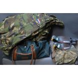 Bag of DPM jacket, DPM smock (S), 2 shell pigeon decoys. etc.