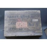 Hardy Alnwick No. 3 wooden packing case with shipping labels.