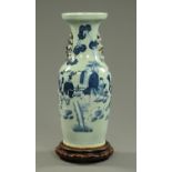 A 19th century Chinese export blue and white vase,