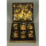 A 19th century Chinoiserie lacquered games casket,