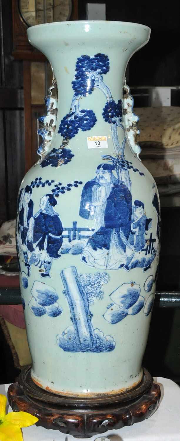 A 19th century Chinese export blue and white vase, - Image 2 of 10