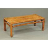 A Chinese hardwood low occasional table, rectangular. Length 101 cm, width 37 cm, height 38 cm.