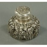 An Aesthetic Period Japanese export silver and cut glass inkwell, circa 1880,