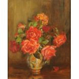 Kate Wylie, oil on canvas, still life, roses. 50 cm x 40 cm, framed.