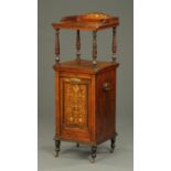 An Edwardian inlaid rosewood purdonium, with three quarter gallery,