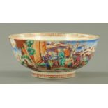 A Chinese 18th century Famille Rose Mandarin punch bowl. Diameter 26 cm.