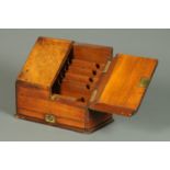 A Victorian walnut slope front stationery cabinet,