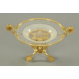 A Greek Revival gilt bronze and etched glass tazza, by Alphonse Giroux, Paris, circa 1870.