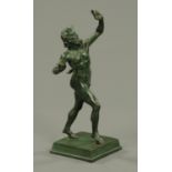 A 19th century metal figure of a faun, green patination. Height 39 cm (see illustration).