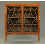 A late 19th century painted satinwood display cabinet,