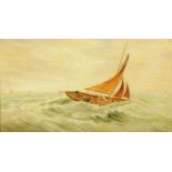 Grace E. White, oil on canvas, fishing vessel in storm.