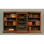 A late Victorian mahogany low breakfront bookcase,