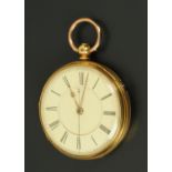 An 18 ct gold gentleman's pocket watch, case Sheffield 1899, fusee movement, key wind,