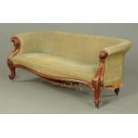 A Victorian mahogany framed settee,