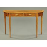 A Queen Anne style walnut hall table, with rounded corners,