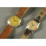 A First World War Patria 24 hour dial nickel cased wristwatch. and another by Texa.