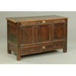 A William & Mary oak coffer, dated 1711,