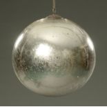 A large 19th century glass witch ball, 38 cm.