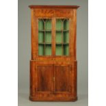 A George III mahogany standing corner cupboard,